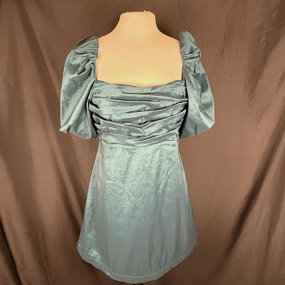NWT Socialite Green Ruched Satin Puff Sleeve Cocktail Mini Dress Size XL $95